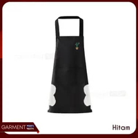 Apron Celemek Masak Dapur Anti Air Minyak Dengan Dua Kantong Bahan Tebal Premium KAKTUS - HITAM
