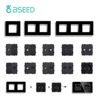 Bseed EU Standard USB Type-C Socket Parts Button Switch Internet TV HDMI Satellite With Glass Frame Black DIY Function Parts