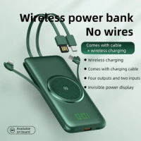20000mAh Power Bank Qi Wireless Charger with Cable Fast Charging Powerbank for iPad iPhone 14 13 Samsung S22 Xiaomi Mi Poverbank