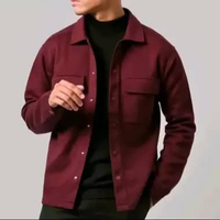 Shaket Jaket Kemeja Outer Pria Bahan Flecee Lembut Maroon XL