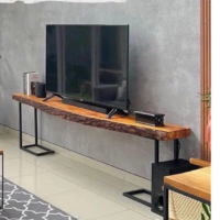 Meja Kabinet TV Meja Sudut Trembesi Solid Kaki Besi