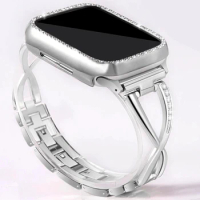 Diamond Band + case For Apple Watch 40mm 44mm 38mm 42mm iWatch series 5 4 3 2 1 bracelet stainless steel strap women watchband