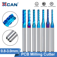 XCAN 10pcs Carbide End Milling Cutter 3.175 Shank Blue Coated CNC Router Bits Engraving Edge Cutter End mill 0.8-3.0mm