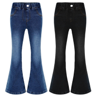 Seluar jeans Yartina gaya Y2K untuk gadis, pinggang elastik, potongan flare/bell bottom yang ketat,