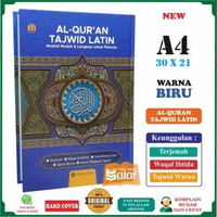 Ummul Qura Al-Quran Tajwid LATIN JUMBO A4 BIRU Hard Cover HC Terjemah Mushaf Al-Qur'an At-Tajwid War