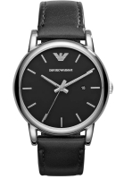 Emporio Armani Emporio Armani Men's Three-Hand Date Black Leather Watch (AR1732)