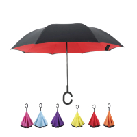 LEBON 素色C型反向雨傘(雙層傘布 防風 抗UV)