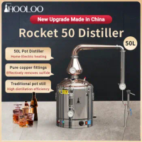 HOOLOO-Rocket Moonlight Distiller, Home Pot, Electric Heating, Copper Helmet, Whiskey, Brandy, 50L