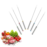 6Pcs Stainless Steel Chocolate Fork Cheese Pot Hot Forks Fruit Dessert Fork Fondue Fusion Meat Skewer BBQ Kitchen Tool Tenedores