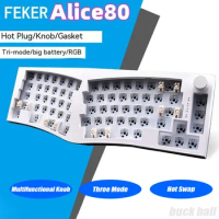 Creative FEKER Alice80 Mechanical Keyboard Kits Multifunctional Knob Three Mode Hot Swap Wireless Ga