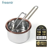 freemir electric Panci susu Stainless Steel 16cm SUS304 Anti Karat, Panas Merata, Tutup Kaca Tempere