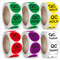 1inch/500pcs QC Quality Inspection Sticker Color Round Product Check Sticker Label For Business QC PAST/QC HOLD