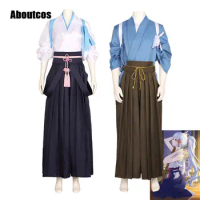 Aboutcos Kamisato Ayaka Cosplay Kimono Genshin Impact Kimono Game Costume Woman Man Kendo Clothing Princess