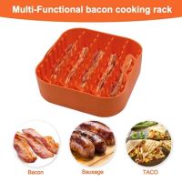Versatile Silicone Air Fryer Basket Silicone Bacon Rack Air Fryer Grilling Pan Air Fryer Accessories Bacon Holder for Air Fryer