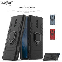 For OPPO Reno Case Shockproof Armor Rubber Kickstand Ring Holder Back PC Phone Case For OPPO Reno Protective Cover For OPPO Reno