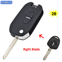 2 Button Folding Smart Key Shell Fob Flip Remote Key Case Upgrade Key Housing Cover for Mitsubishi Outlander Warrior and More