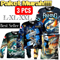 Promo 3 Pcs Jersey Mancing Full Printing Bahan Hayget Tanpa Kupluk L-XL-XXL Lembut Adem Halus Nyaman