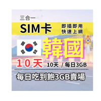 【CPMAX】韓國旅遊上網 10天每日3GB 高速流量 SKT/KT電信(韓國上網 SIM25)