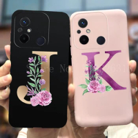 For Xiaomi Redmi 12C 4G Case Luxury Flower Letters Cover Soft Silicone Phone Case For Xiaomi Redmi 12C Redmi12C Back Cover Coque