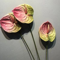 Artificial Flower Real Touch Anthurium Lotus Single Stem Fake Flower Plant DIY Xmas Party Home Wedding Decoration Accessories