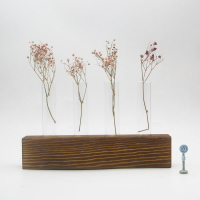 簡約木架水培試管花瓶植物假花透明玻璃插花器桌面實木擺件裝飾品