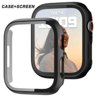 Glass+Cover For Apple Watch case 8 7 6 SE 5 9 iWatch Accessorie Screen Protector Apple watch serie 44mm 40mm 41mm 45mm 42mm 38mm