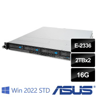 【ASUS 華碩】E-2336 六核熱抽機架伺服器(RS300-E11/E-2336/16G/2TBx2 HDD/450W/2022STD)