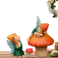 Fairy Garden Miniatures Waterproof Resin Mushroom Elf Miniature Kit Decorative Stake Outdoor Statues For Plant Pots Tabletop