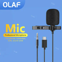 Portable 3.5mm Lavalier Mini Microphone Condenser Clip-on Lapel Mic Wired USB 1.5m Type-C Microfon For Phone for Mac Laptop PC