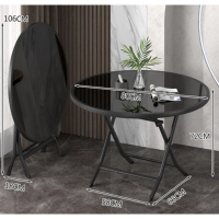 家用小戶型圓形折疊餐桌(鋼化玻璃面)(尺寸:展開80*72*58*66CM,折疊106*18CM)