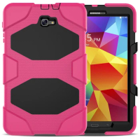 3 Layers Shockproof Heavy Duty Silicone Case with Kickstand for Samsung Galaxy Tab A 10.1 2016 T580 T585 SM-T580N Tablet +Pen
