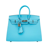 Hermes Birkin 25 Epsom牛皮銀釦手提包(B刻/7N糖果藍)