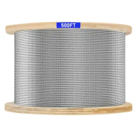 3/16" Stainless Steel Cable, 500ft Wire Rope, 7X19 Strands Aircraft Cable, 3700lbs Breaking Strength