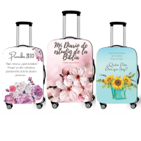 Spanish For Christian Bible Verses Print Luggage Cover for Travel Anti-dust Trolley Case Cover Elastic Suitcase Protective Cover