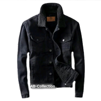 SHERPA JEANS DENIM FULL HITAM Panjang Jaket Pria Wanita Blazer Tebal Casual Formal Outer Zipper moto