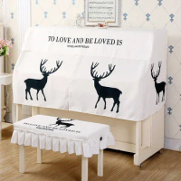 Pastoral Polyester Cotton Piano Cover Creative Animal Plant Pattern Piano Decorative Dust Cover Full Cover