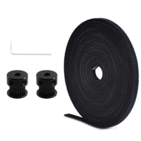 3D Printer Timing Belt Puelly Kit 1Pcs 2GT Timing Belt 5M Width 6mm + 2Pcs GT2 20T W6 B5 Timing Pulley + 1Pcs M3 Wrench