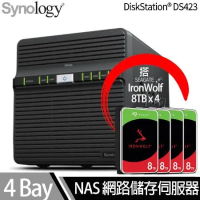 Synology群暉科技 DS423 NAS 搭 Seagate IronWolf 8TB NAS專用硬碟 x 4