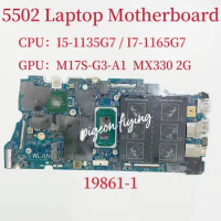 CN-0MTYV1 0MTYV1 Mainboard 19861-1 For Dell Inspiron 15 5502 Laptop Motherboard CPU : I5-1135G7 I7-1165G7 GPU: MX330 2GB Test OK