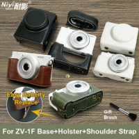 For Sony ZV1F Camera Case With Strap Base Open battery Portable PU Leather Cover Camera Bag for Sony ZV-1F Vlog Protective Shell