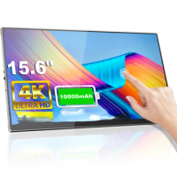 4K Portable Monitor Touchscreen 15.6'' 10 Point Built in Battery Dual USB C Narrow Bezel UHD Display with Type-C HD for laptop