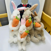 ยัดไส้เหมือนจริงนั่งกระต่ายกอดแครอทจำลองกระต่ายตุ๊กตาจำลองสัตว์ป่าของเล่นตุ๊กตาสำหรับเด็กของขวัญ