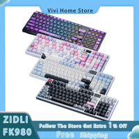 ZIDLI FK980 Mechanical Keyboard Customized 3-Mode Wireless Bluetooth Hot Plug RGB Small Screen Long Range E-sports Game Keyboard