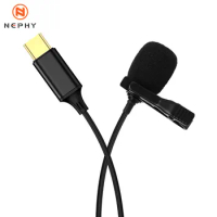 Mini Lapel Clip-on Microphone Mic USB C Type C Mic Condenser Audio Recording For Huawei Xiaomi Samsung Android Mobile Phone 1.5m