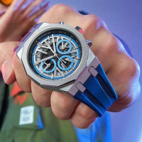 AILANG Mens Watches Top Brand Luxury Quartz Watch Fashion Skeleton Dial 30M Waterproof Clock Steampunk Relogio Masculino 8087