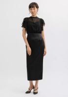 Cloth Inc High Neck Drapery Sleeve Midi Dress in Black