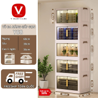 Tủ đựng đồ V-Baby Y68 -ngang 68cm đa năng, gấp gọn thông minh có bánh xe 360, chất liệu nhựa PP cao 