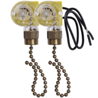 Ceiling Fan Light Switch ZE-109 Two-Wire Light Switch with Pull Cords for Ceiling Light Fans 2Pcs Bronze