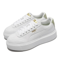 【PUMA】休閒鞋 Oslo Maja Clean 女鞋 基本款 厚底 增高 皮革鞋面 穿搭 白 金(38116901)