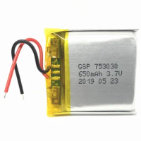 Banggood 3.7V 650mAh 753030 Lipo Polymer Lithium Rechargeable Li-ion Battery Cells For GPS Smart Watch Bluetooth Speaker Battery